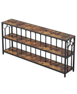 LITTLE TREE Console Table with Storage Shelves, 70.9 Industrial 3-Tier Sofa Table for Living Room, Long Foyer Table Entryway Table for Hallway, Front Door, Entrance, Rustic Brown & Black
