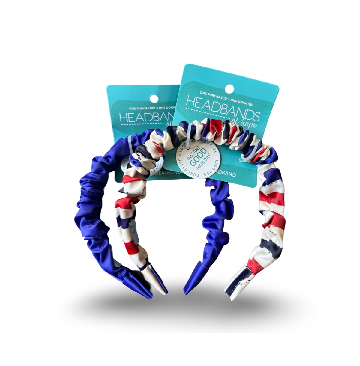 Headbands of Hope Women's Scrunch Headband - Stripes - Red and blue