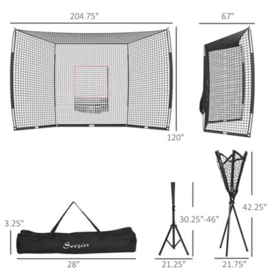 Extra Large Softball Baseball Net, Hitting Net, Tee & Caddy