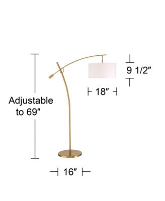 Raymond Modern Arc Floor Lamp 69" Tall Warm Gold Adjustable Boom Arm White Linen Drum Shade for Living Room Reading Office House