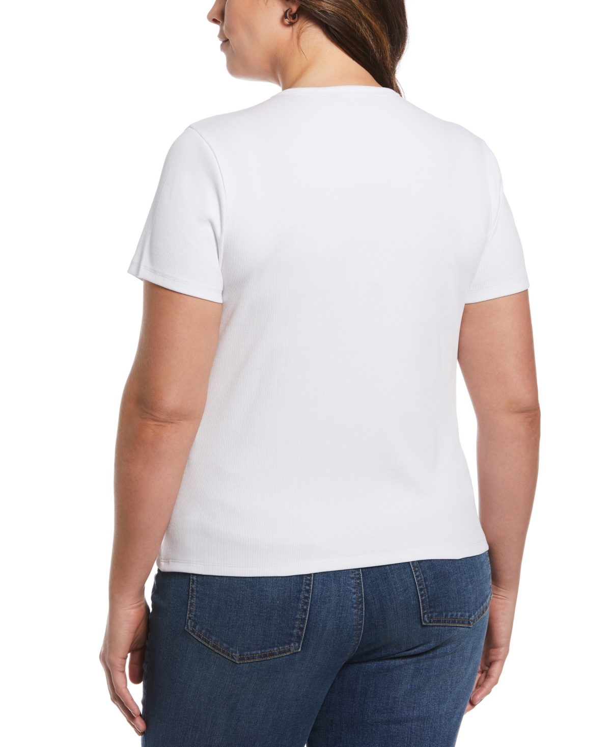 ELLA RAFAELLA PLUS SIZE RIBBED CREW NECK SHORT SLEEVE TOP 
