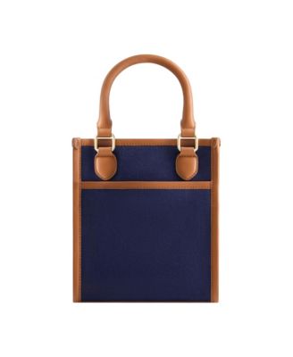 Solid Canvas North South Tote with Leather Trim