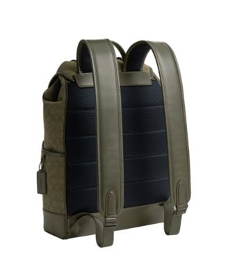 coach backpack mens green Hitch In Leather, Black Copper/Amazon Multi, Large, Hitch Backpack With Varsity Stripe Fashion loved styles if you missed out the first time NWT Coach MEN's Warner Backpack