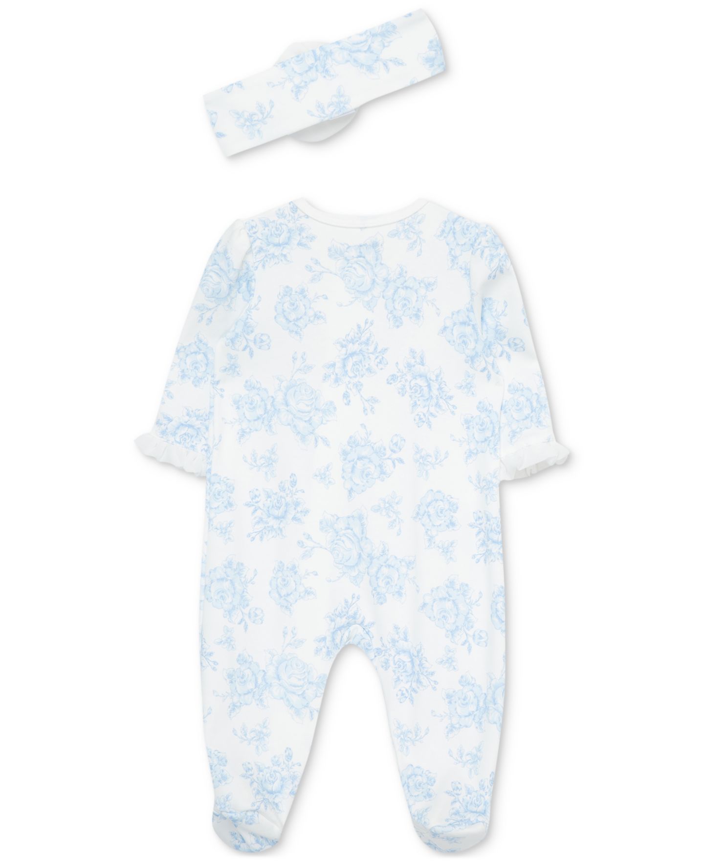 Комплекты Little Me Cotton Blue Roses Footie & Headband Set для девочек-малышей, цвет: Синий — фото 2