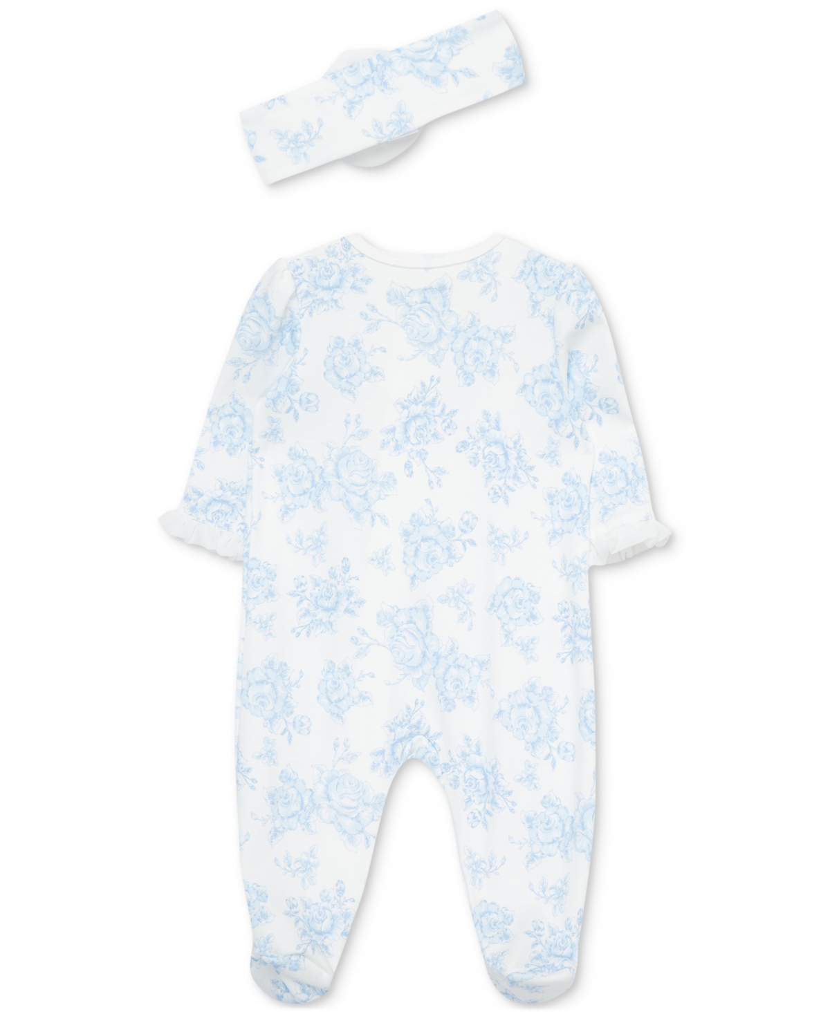Shop Little Me Baby Girls Cotton Roses Footie & Headband Set In Floral