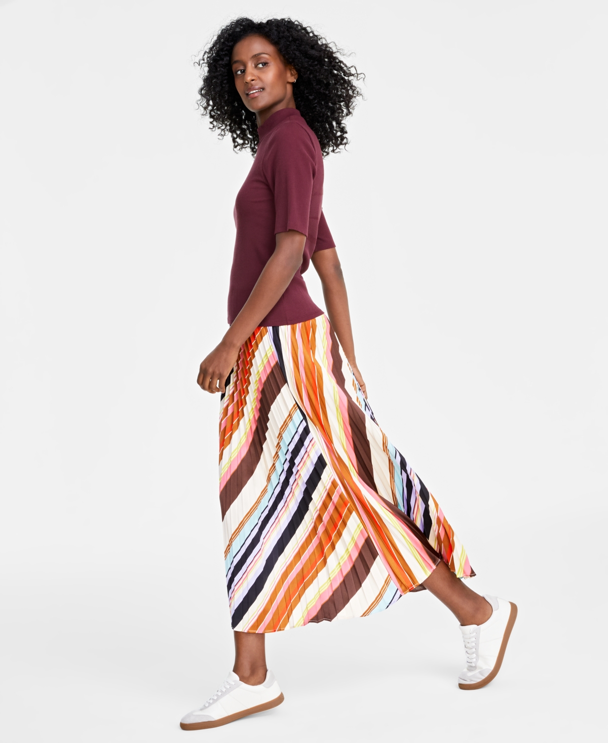 On 34th Women s Pleated Maxi Skirt Created for Macy s Pastel Rose Combo Smart Closet