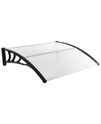Slickblue - 48 x 40 Inch Outdoor Front Door Window Awning Door Canopy Exterior Black