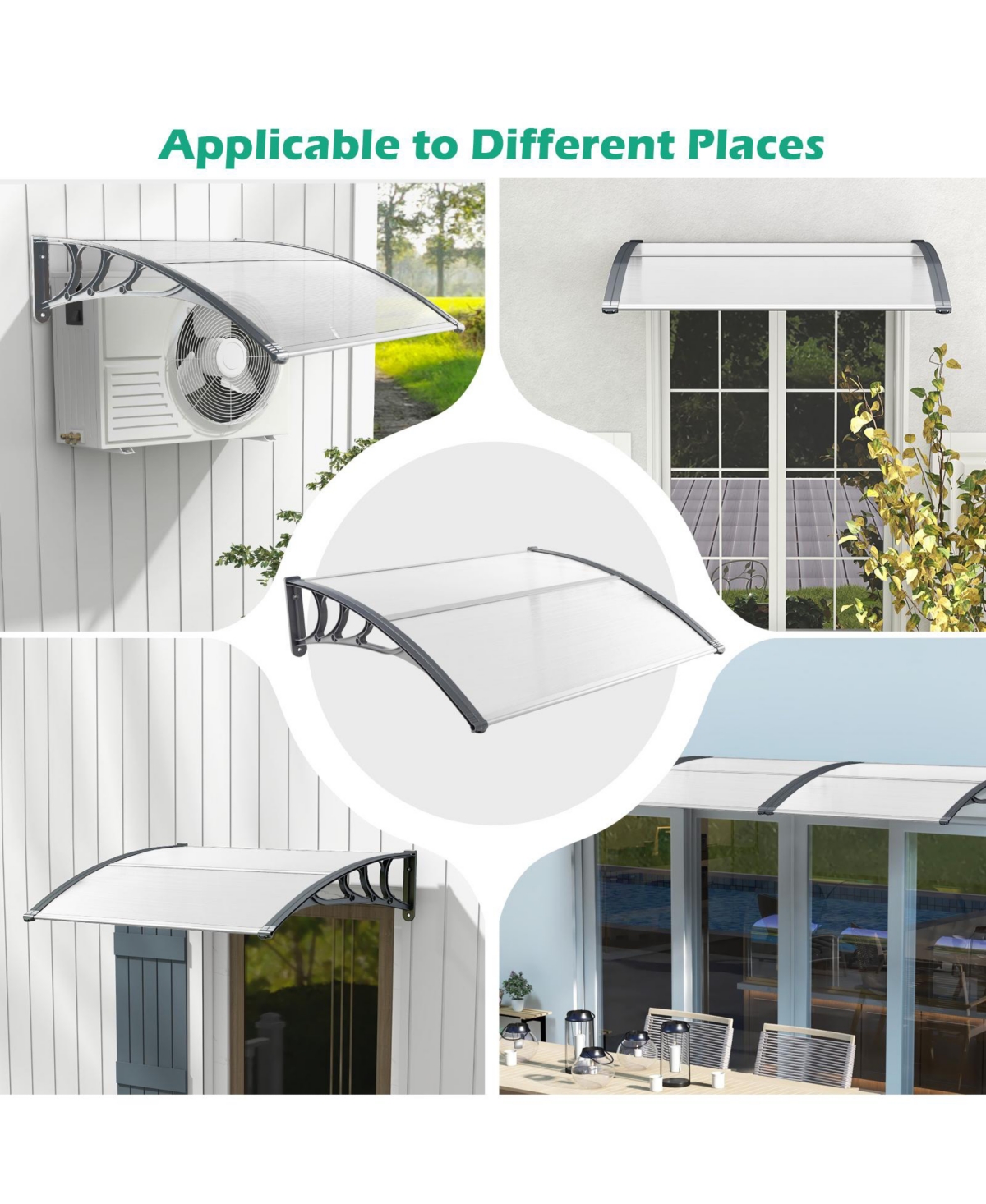 Slickblue x 40 Inch Outdoor Front Door Window Awning Door Canopy Exterior