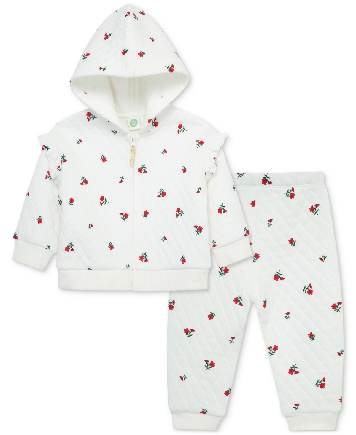 Shop Little Me Baby Girls Floral Hoodie & Pants Set