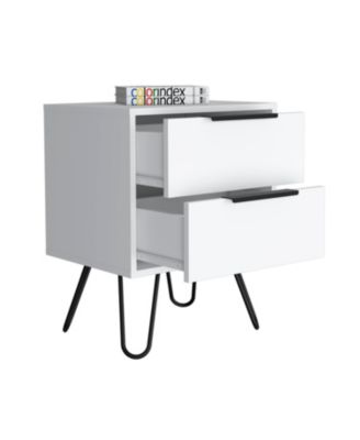 Nuvo Nightstand,Two Drawers, Hairpin Legs
