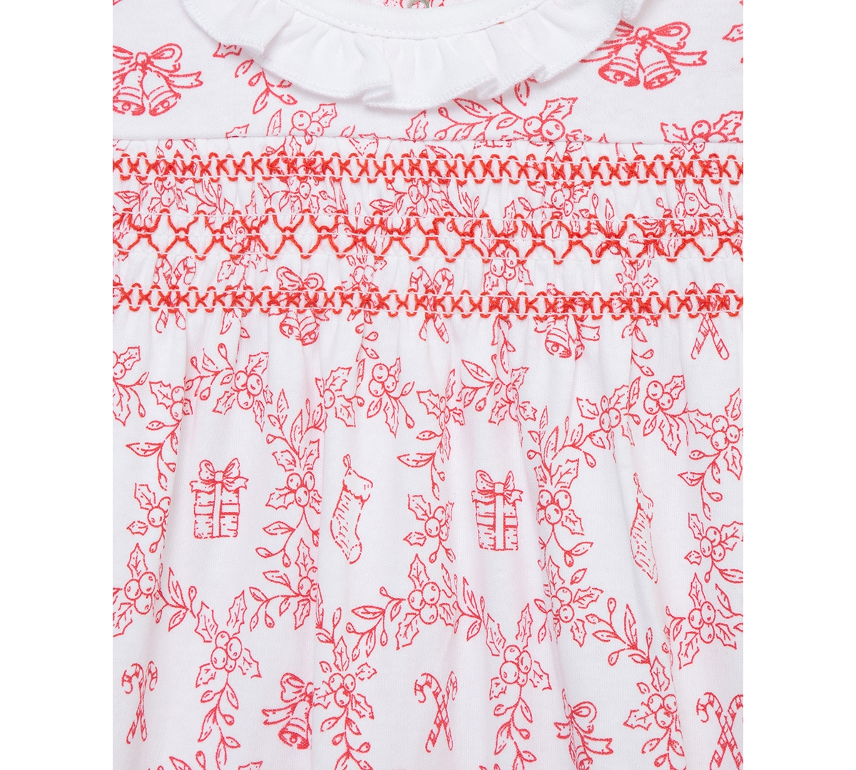 Little Me Baby Girls Festive Cotton Toile Footed Coverall & Headband Set