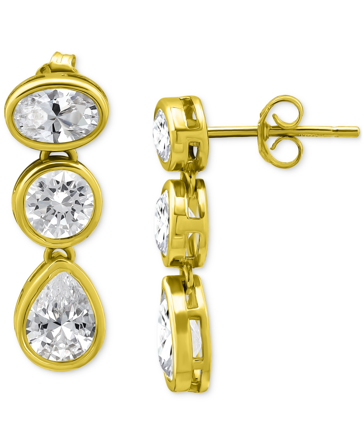 GIANI BERNINI CUBIC ZIRCONIA MIXED-CUT DROP EARRINGS IN 18K GOLD-PLATED STERLING SILVER, CREATED FOR MACY'S 