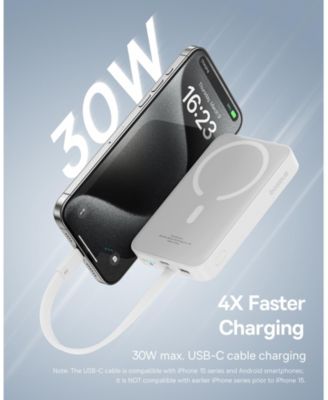 10000mAh Magnetic Power Bank 30W MagSafe Portable Charger, Yellow