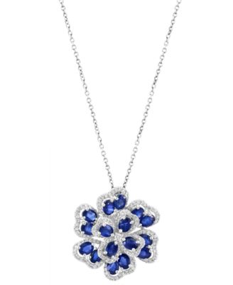 EFFY&reg; Ruby (3-3/4 ct. t.w.) & Diamond (5/8 ct. t.w.) Flower 18"Pendant Necklace in 14k Rose Gold