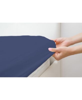 Luxurious Hotel Quality Fitted Sheet – 100% Cotton – Ultra Soft and Skin Friendly– Easy Care & Snug Fit -  Navy