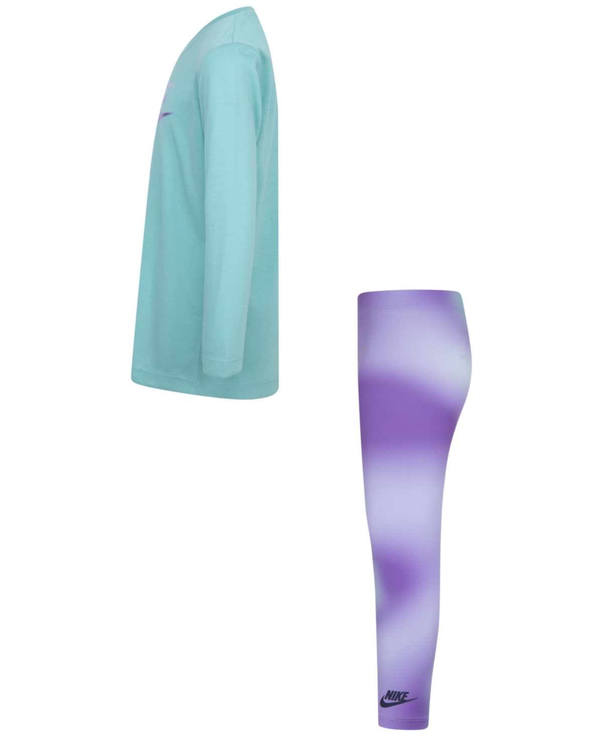 Nike Little Girls Long-Sleeve Logo T-Shirt & Printed Leggings, 2 Piece Set - Pb7black R