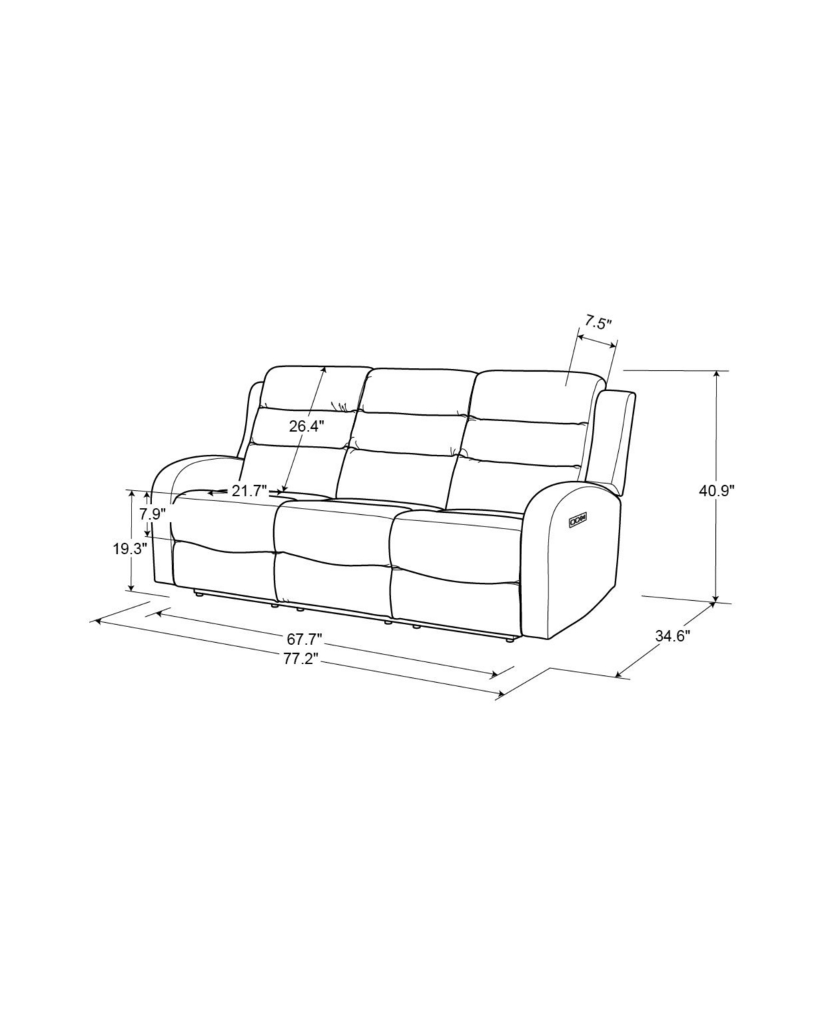 Relax A Lounger 77.2"w Polyester Akron Power Reclining Sofa In Gray