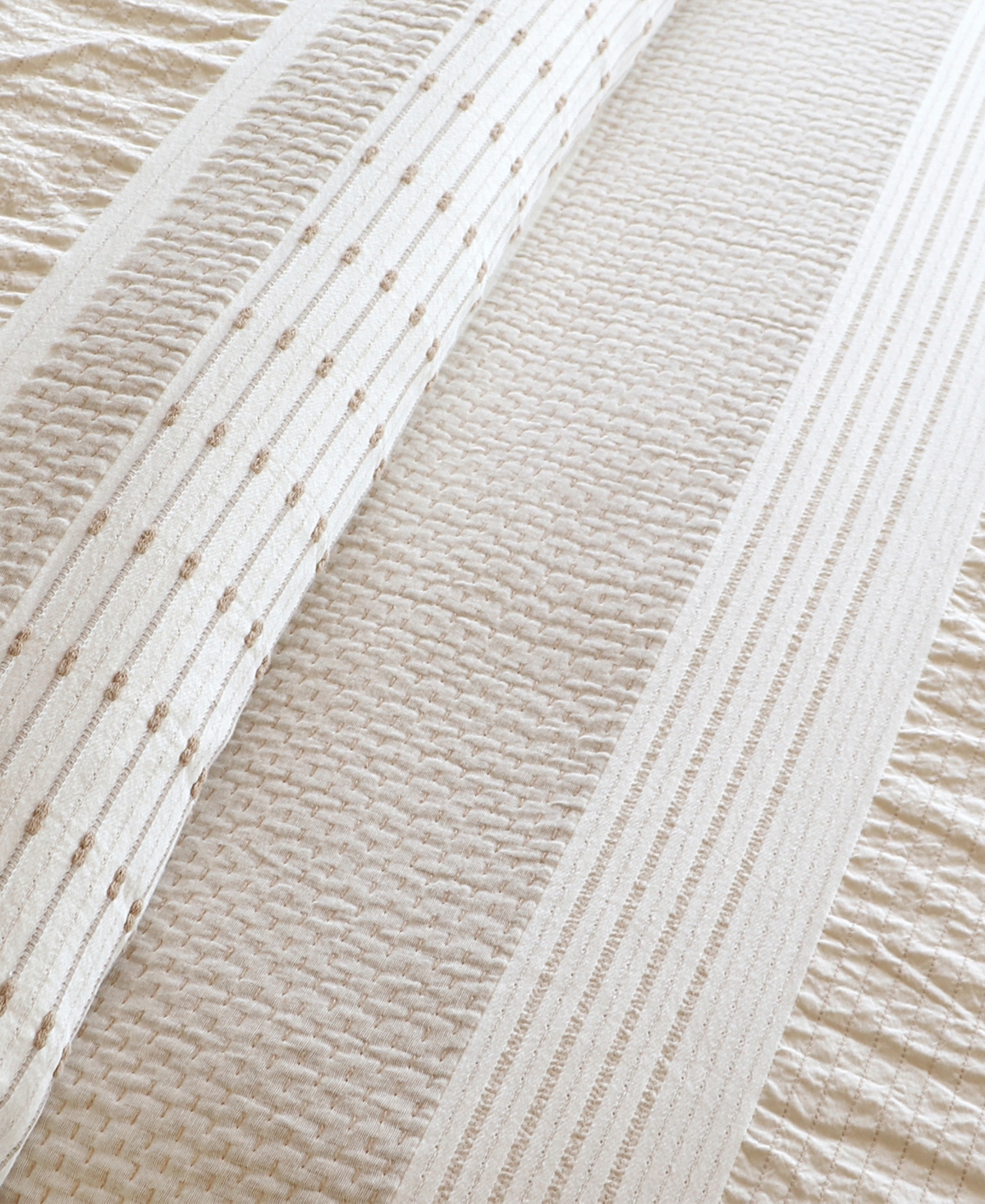 Levtex Pickford Dotted Stripe 3-pc. Duvet Cover Set, Full/queen In Beige