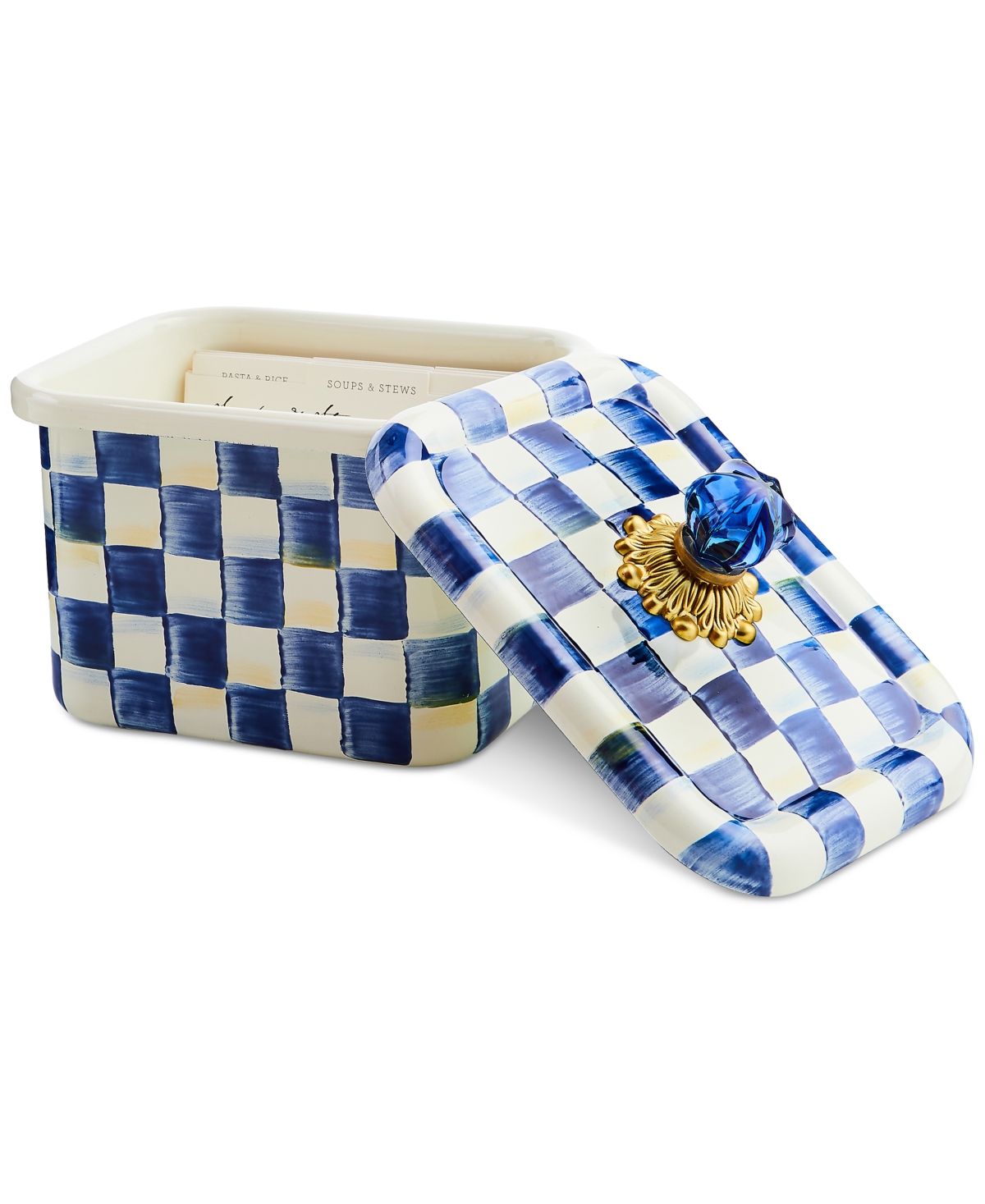 MACKENZIE-CHILDS ROYAL CHECK RECIPE BOX 