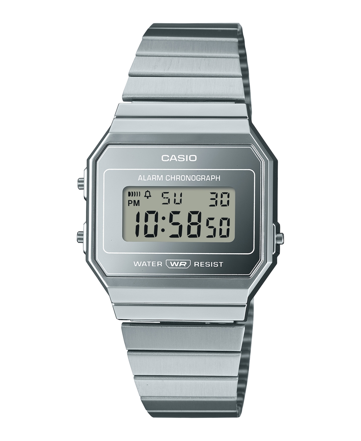 Unisex Digital Silver Tone Stainless Steel Watch, 35.5mm A700WEV-7AVT - Silver