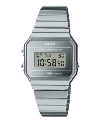 Unisex Digital Silver Tone Stainless Steel Watch, 35.5mm A700WEV-7AVT