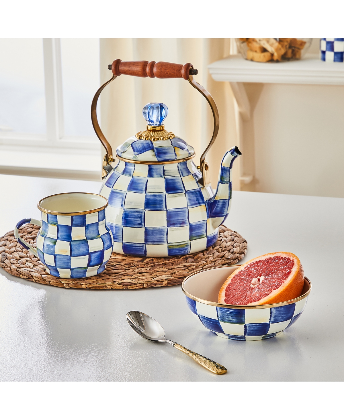 Mackenzie-childs Royal Check Enamel Mug In No Color