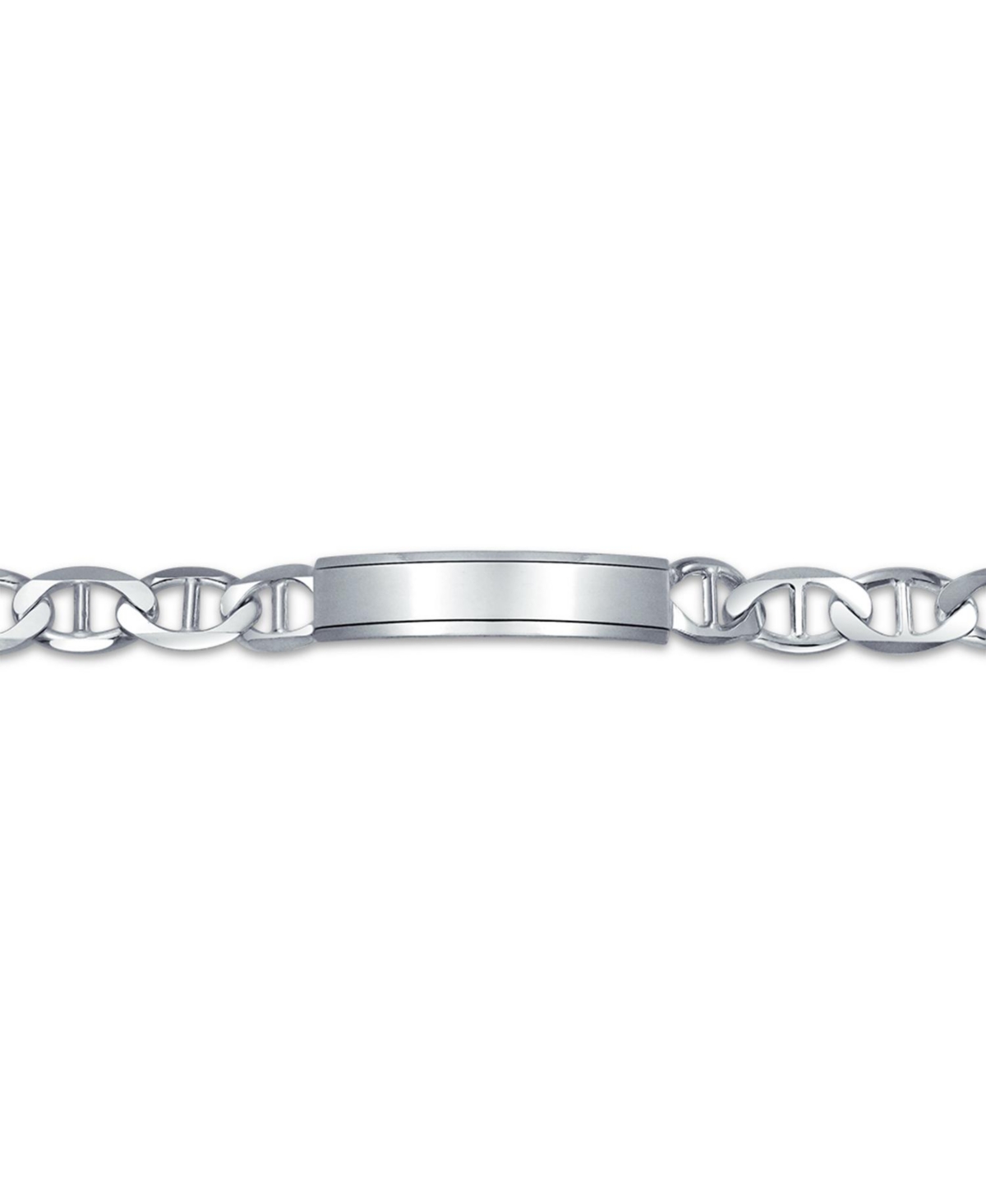 Bling Jewelry Bar Name Plated identification Id Bracelet 10MM Marine Mariner Chain Link 250 Gauge .925 Sterling Silver Made In Italy - Silver marine 1