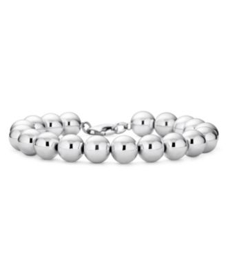 Simple Plain Hand Strung Polish Round Light Weight Sterling Silver Bead 10MM Ball Strand Bracelet 8 Inch