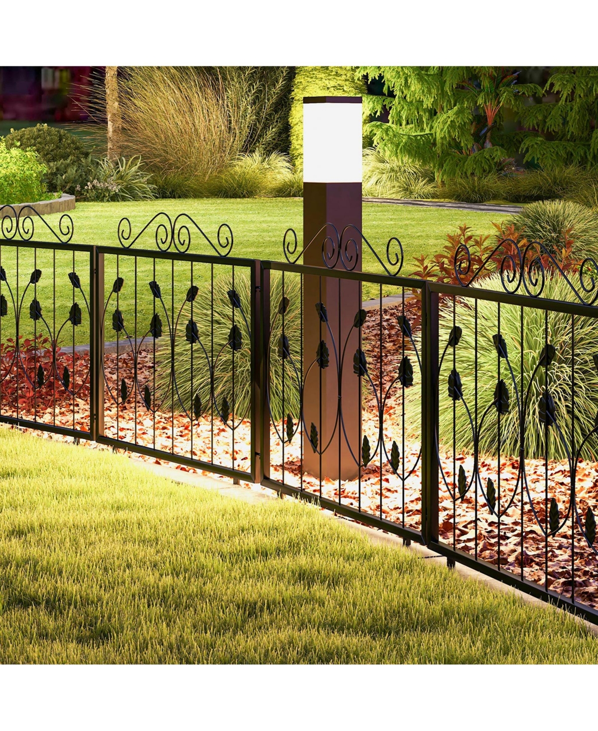 Costway Decorative Garden Fence with 8 Panels Outdoor Animal Barrier Landscape Border