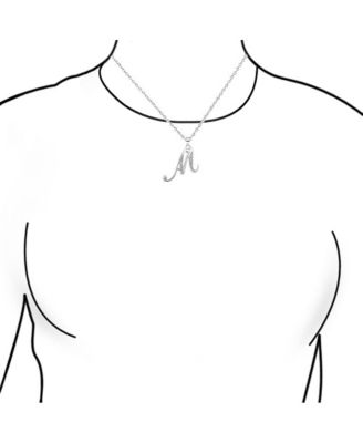 Script Alphabet Initial Pendant Necklace with Pave CZ - Sterling Silver