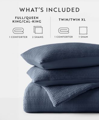 Waffle Textured 3-Piece Comforter Set, King/California King