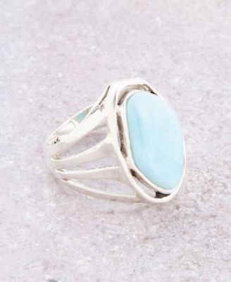 Abstract Genuine Blue Larimar Sterling Silver Ring