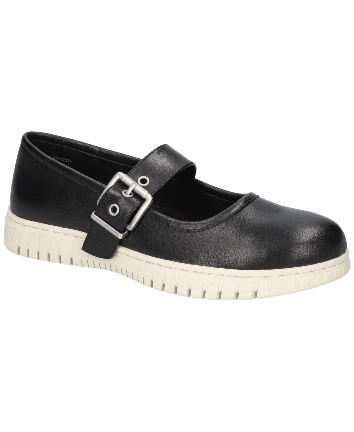 Women's Astro Mary Janes Round Toe Flats - Black Leather