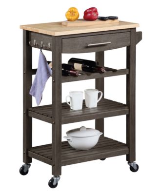 Ellaine 24.75" Wood Butcher Block Kitchen Cart
