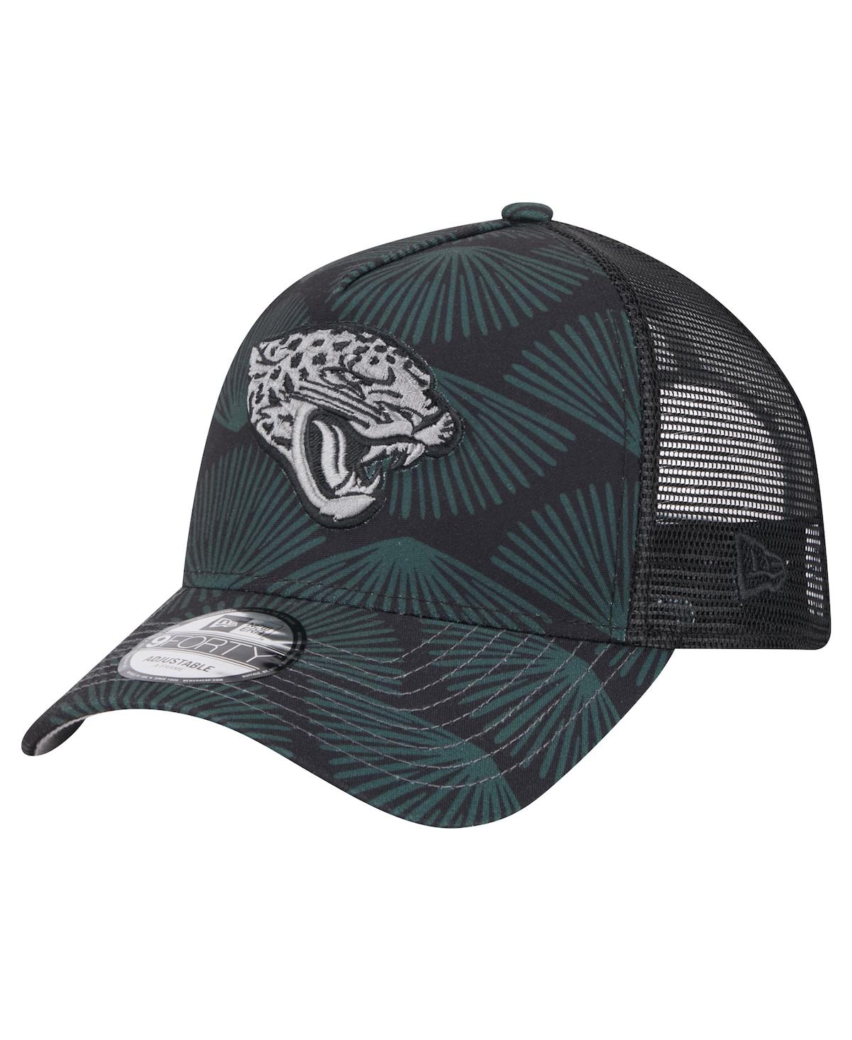NEW ERA MEN'S BLACK JACKSONVILLE JAGUARS AGAVE TRUCKER 9FORTY ADJUSTABLE HAT 