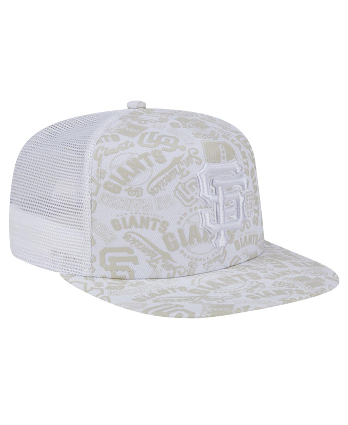 New Era Men's White San Francisco Giants Logo Dunes A-frame Trucker 9fifty Snapback Hat In White