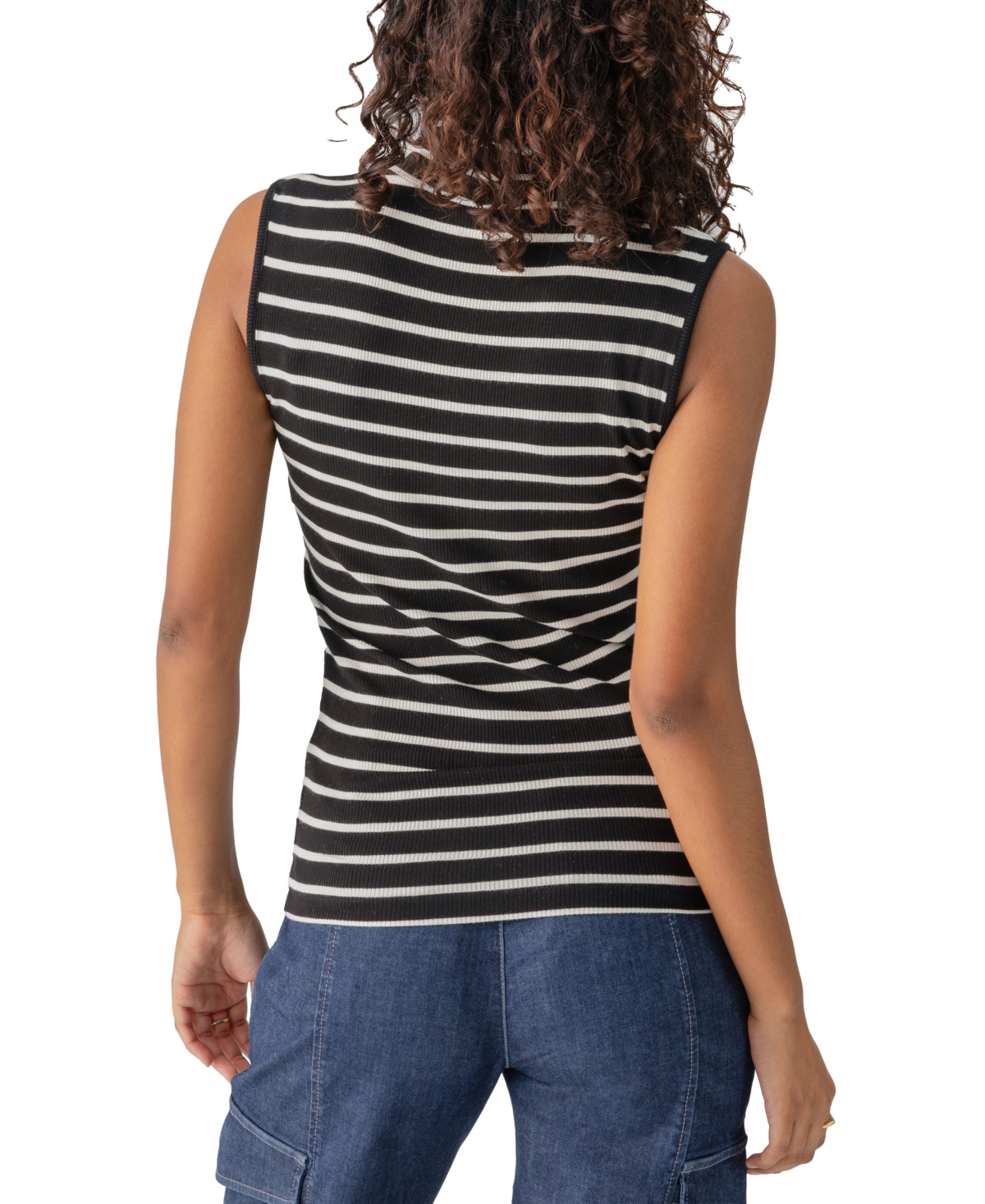 Sanctuary Women's Essential Sleeveless Mock-Neck Top -Chalk Stripe