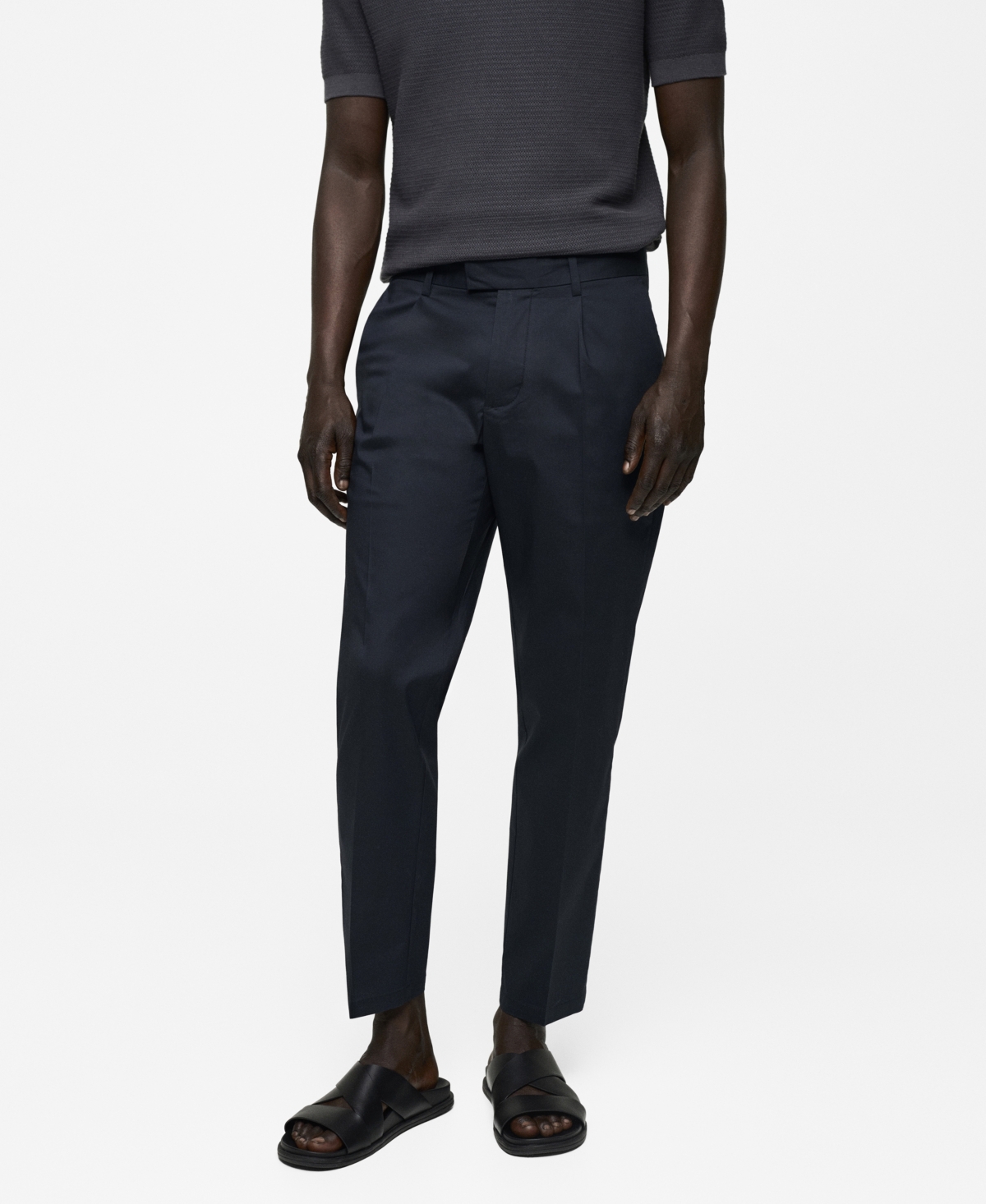 Mango Men's Slim-Fit Cotton Pleated Pants