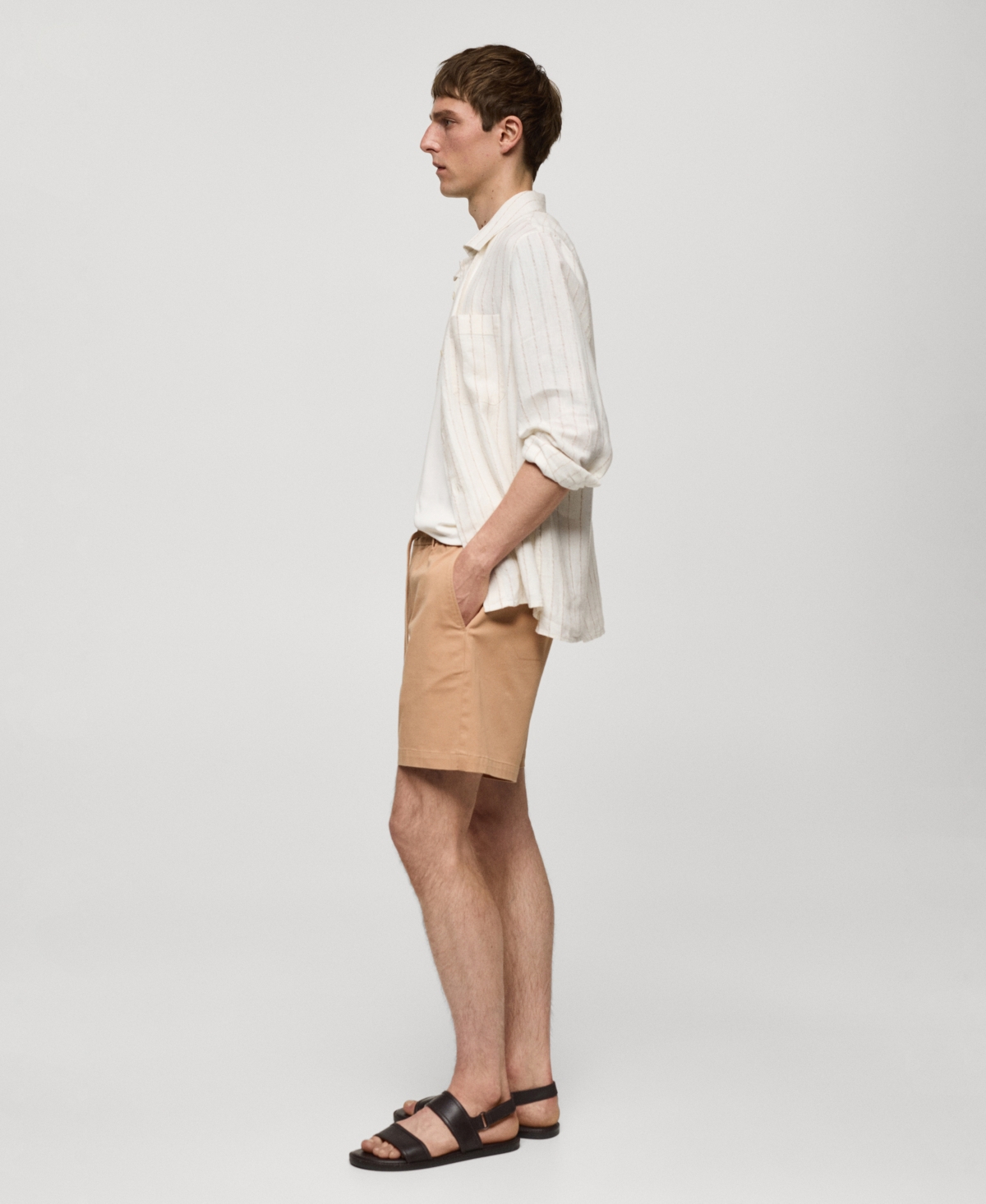 Mango Men's Drawstring Detail Cotton Shorts