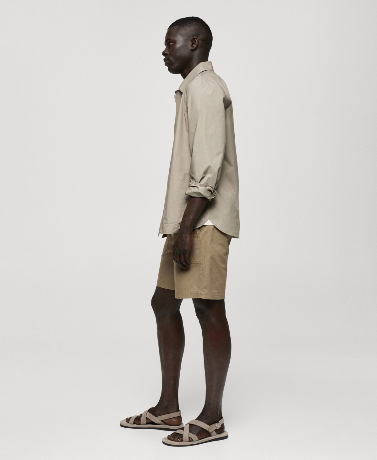 Mango Men's Herringbone Cotton Bermuda Shorts