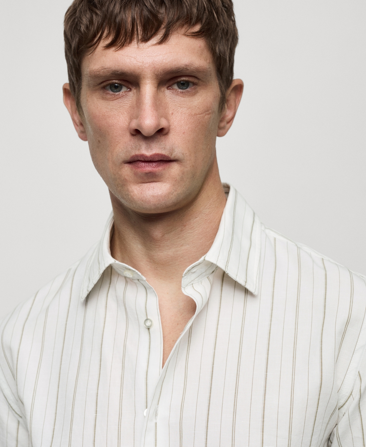 Mango Men's Regular-Fit Striped Cotton-Linen Shirt