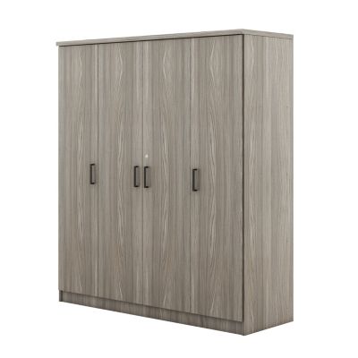 4-Door Wardrobe with 1 Drawer, Gray