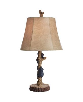Climbing Bears 22 1/2" High Small Rustic Style Accent Table Lamps Set of 2 USB Port Brown Wood Finish Charging