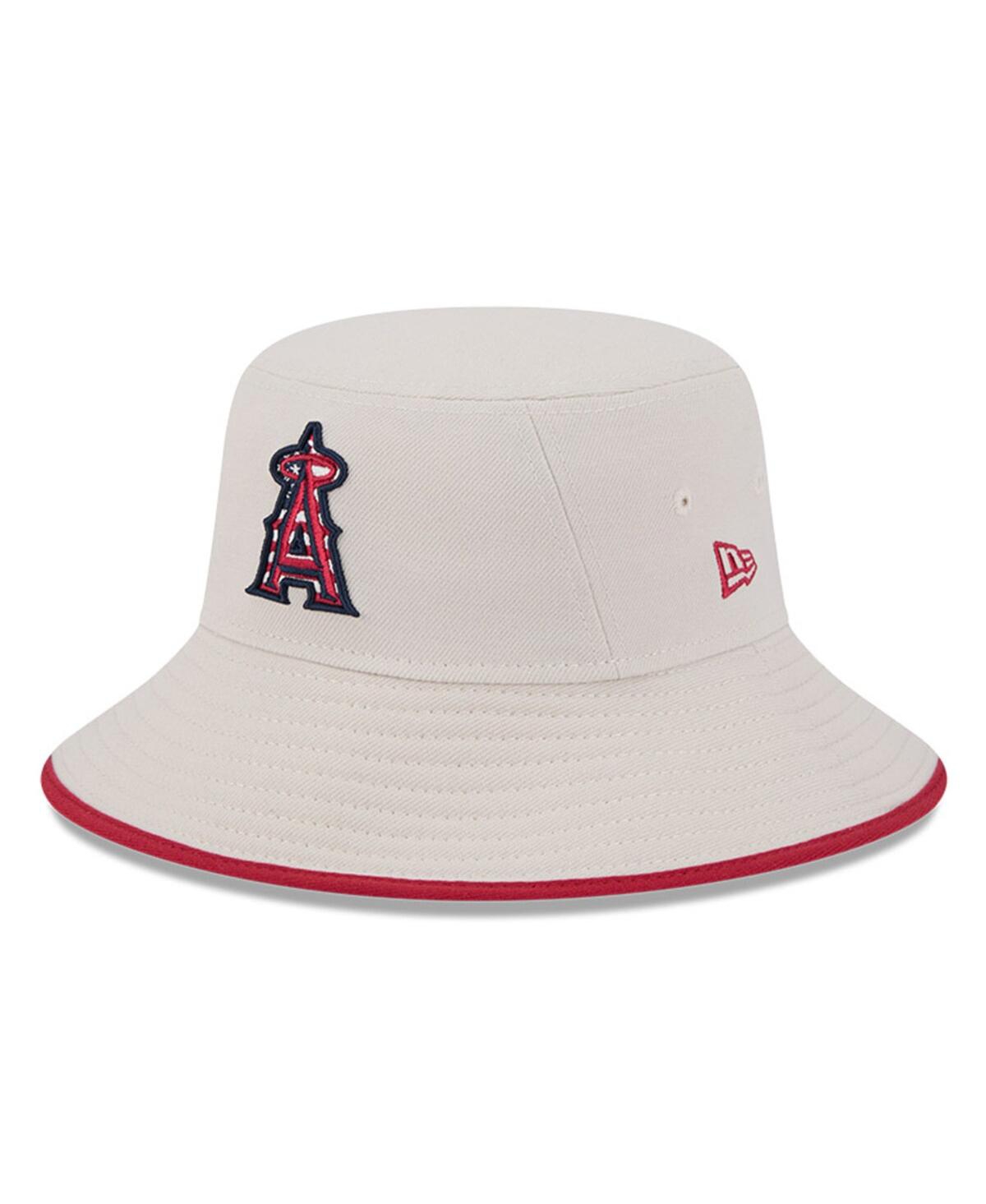 NEW ERA MEN'S KHAKI LOS ANGELES ANGELS 2024 FOURTH OF JULY BUCKET HAT 