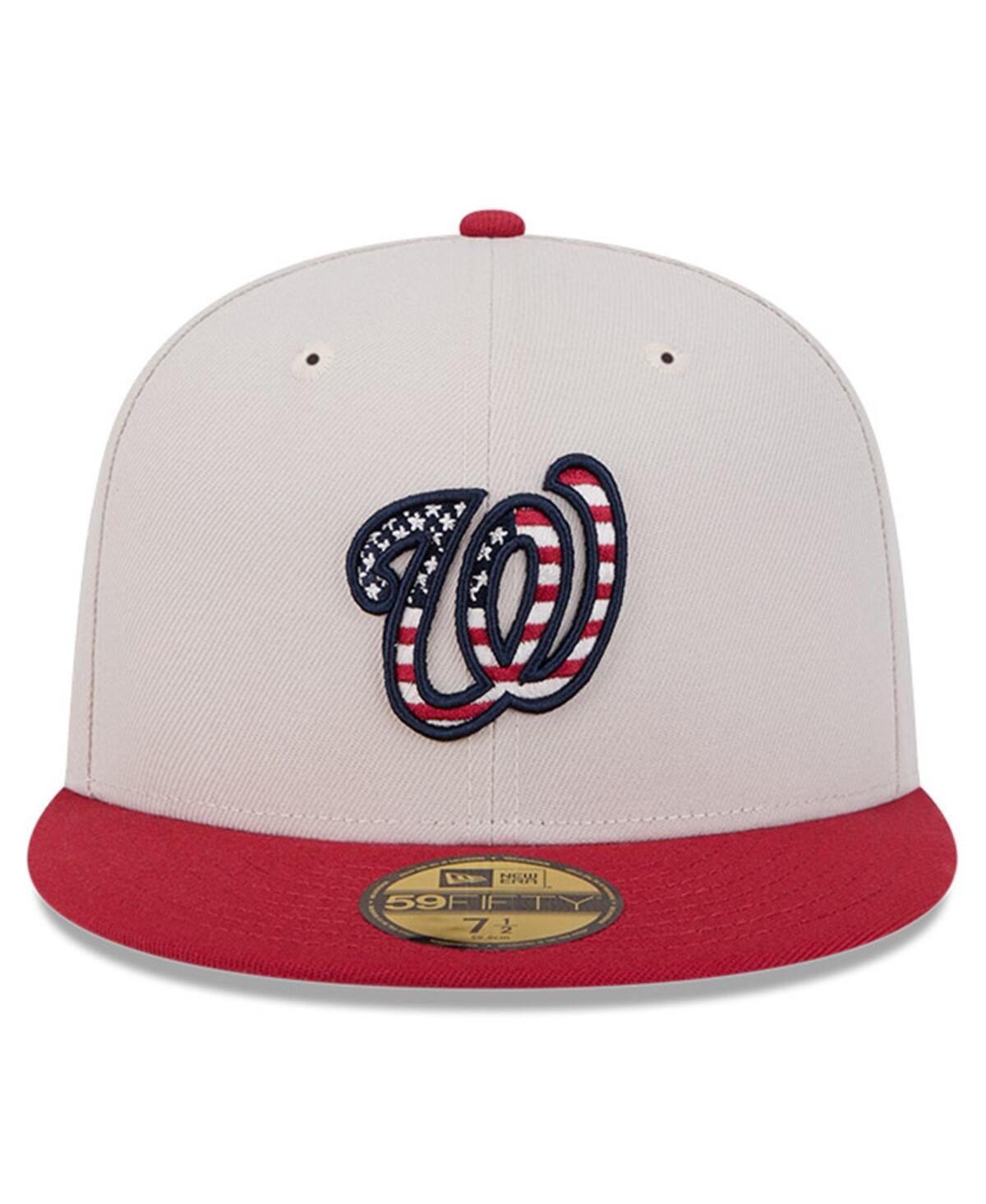 New Era Men's Red Washington Nationals 2024 Fourth Of July 59fifty Fitted Hat In Khaki