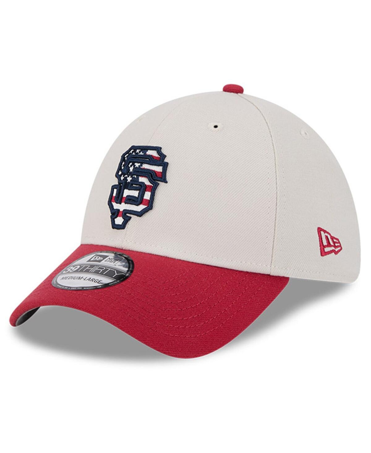 New Era Men's Red San Francisco Giants 2024 Fourth Of July 39thirty Flex Hat In Khaki
