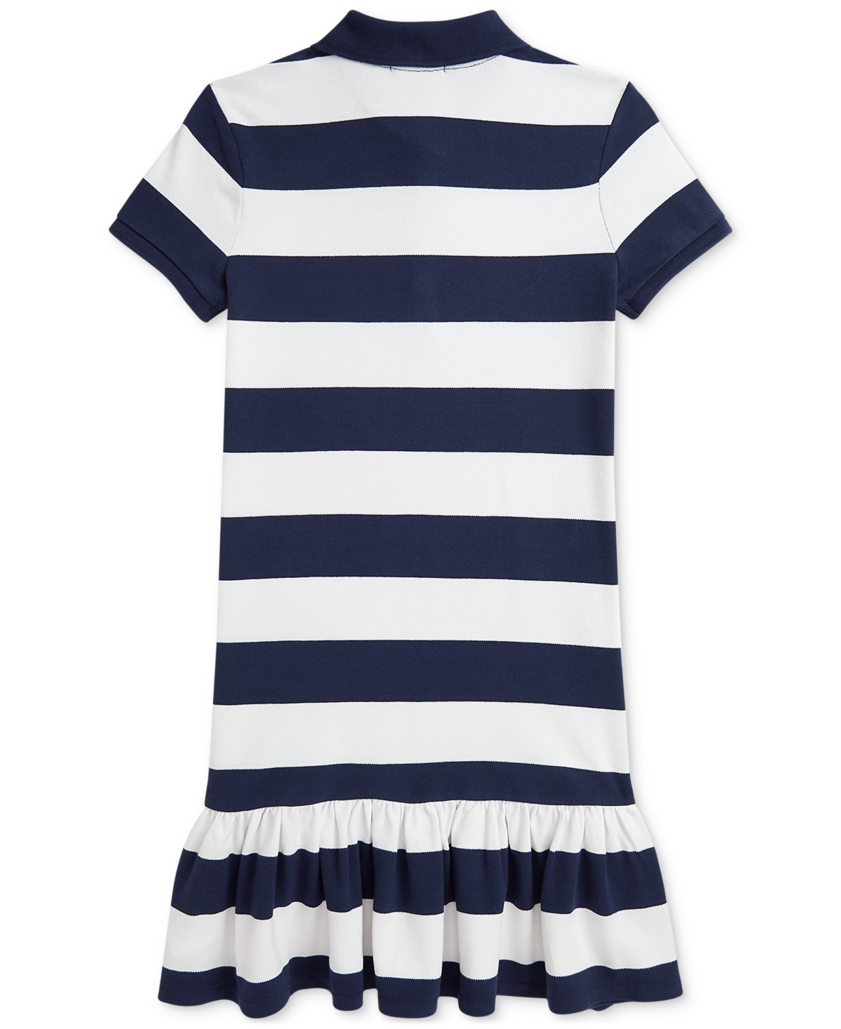 Polo Ralph Lauren Big Girls Striped Stretch Mesh Polo Dress -DECKWASH WHITE