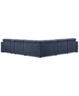 Nevio 6-Pc. Fabric Power Headrest Sectional with Chaise & Console and 1 Power Motion Chair