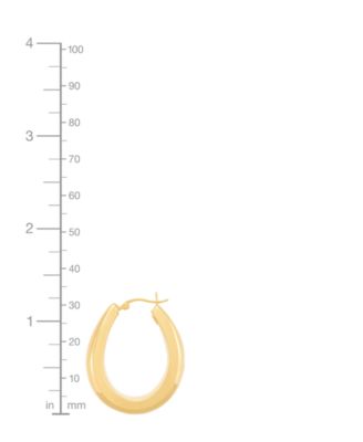 Polished Graduated Oval Medium Hoop Earrings in 14k Gold, 1-1/8"