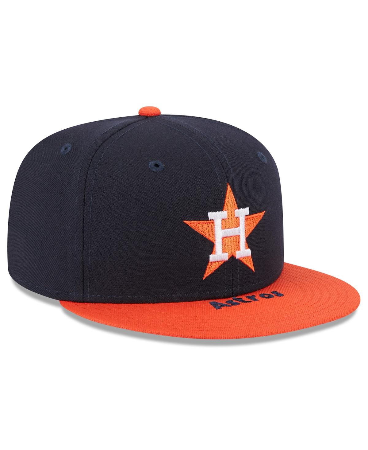 New Era Men'sOrange Houston Astros On Deck 59FIFTY Fitted Hat - Navy, Orange
